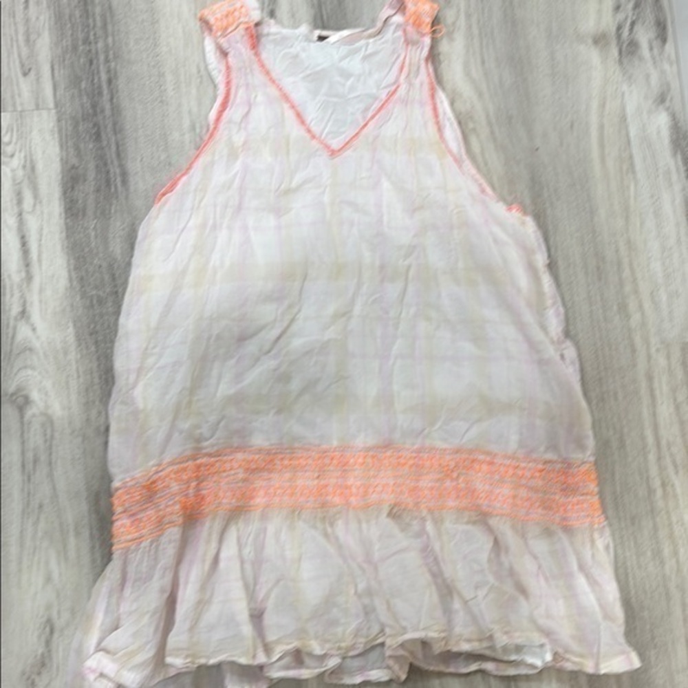 Free people flowly shear White and Orange Sleeveless Dress small